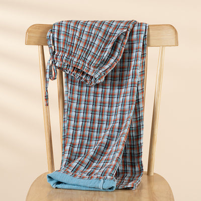 Cotton Simple Soft Comfortale Plaid Elastic Waist Pajama Pants