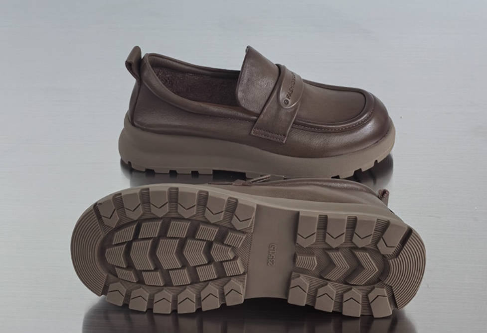 Genuine Leather Casual Soft Sole Platform Slip-On Loafer Shoes