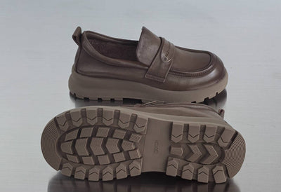 Genuine Leather Casual Soft Sole Platform Slip-On Loafer Shoes