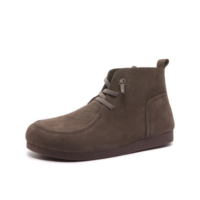 Retro Leather Sueded Comfy Casual Soft Sole Flat Ankle Boots