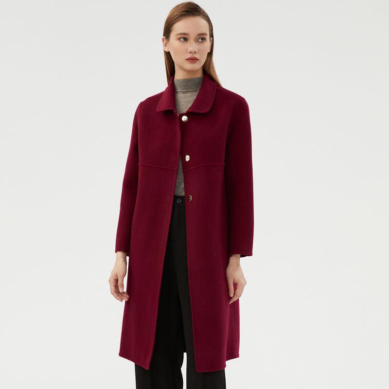 Elegant Warm Lapel Double-Faced Cashmere Long Coat