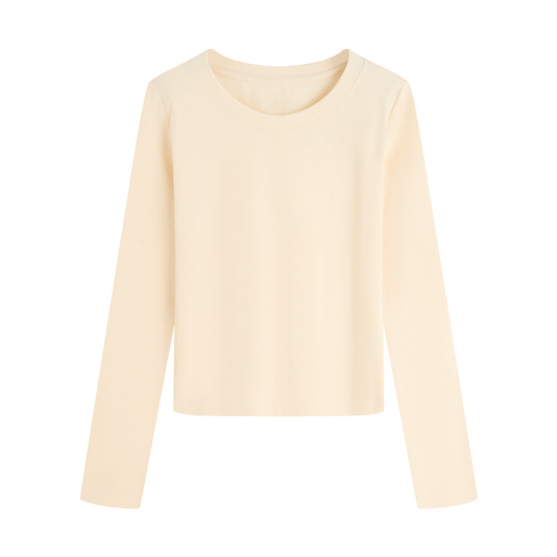 Simple Cotton Round Neck Slim Versatile Solid Color Short Overshirt