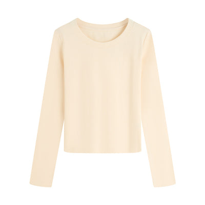 Simple Cotton Round Neck Slim Versatile Solid Color Short Overshirt