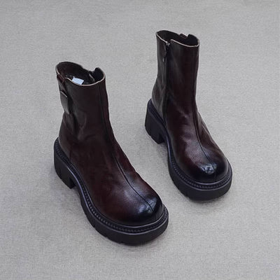 Winter Retro Leather Casual Platform Plush Warm Boots