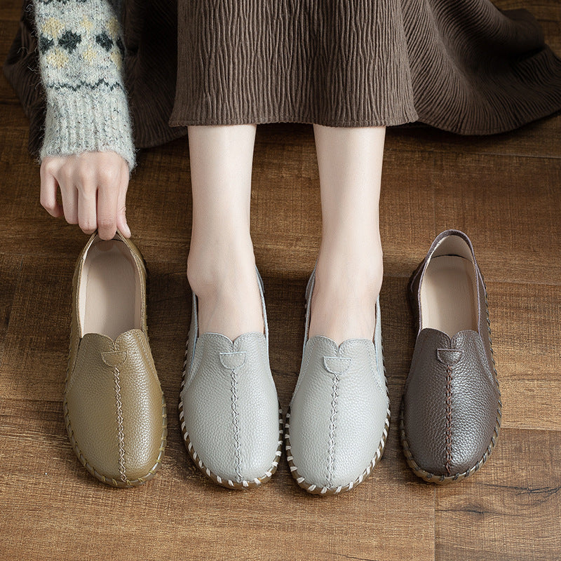 Genuine Top Leather Soft Sole Casual Shallow Flat Shoes