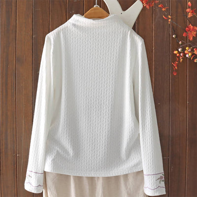 Autumn Trendy High Neck Embroidered Elastic Slim Overshirts