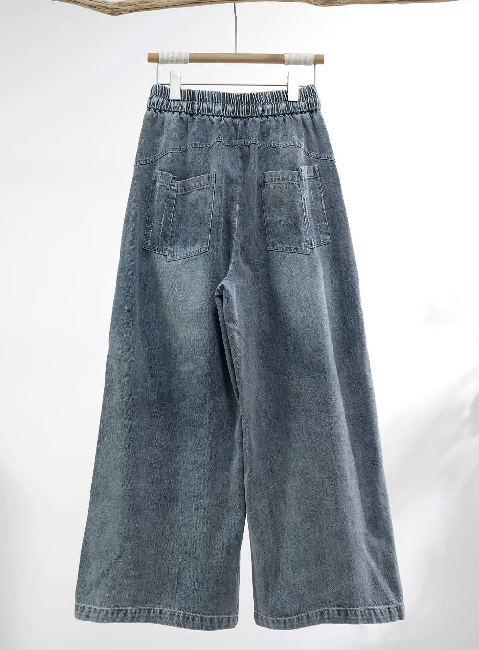 Autumn Denim Retro Casual Loose Elastic Waist Comfy Pants