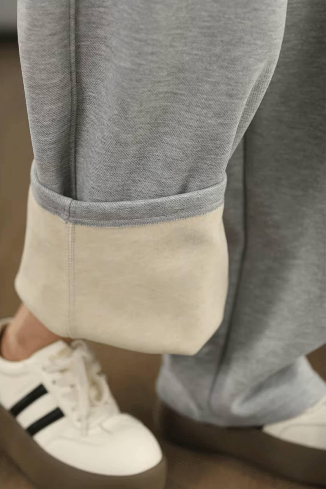 Cotton Casual Loose Fleece-Lined Warm Lace-Up Pants