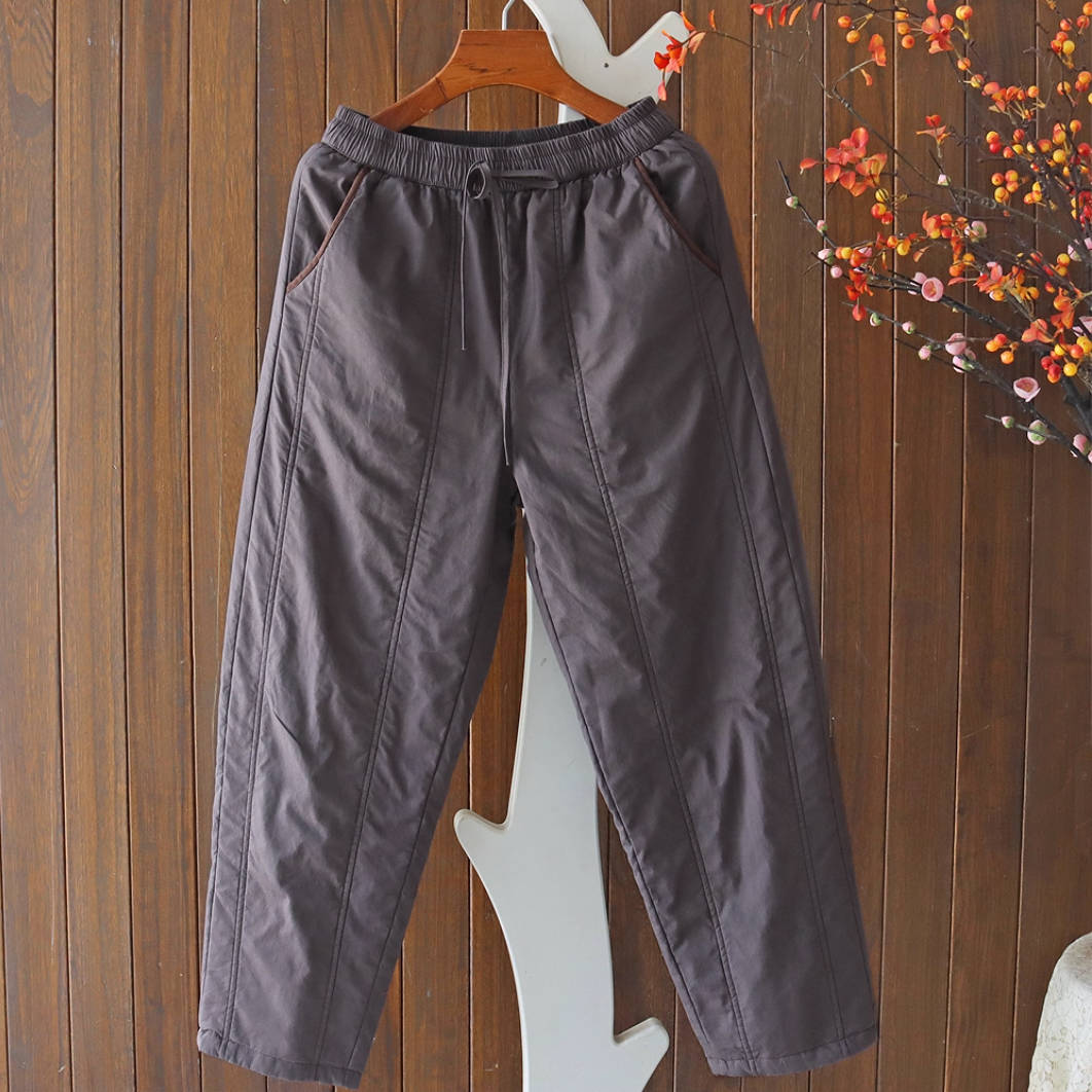 Pantalon harem chaud d'hiver en patchwork de coton et taille élastique