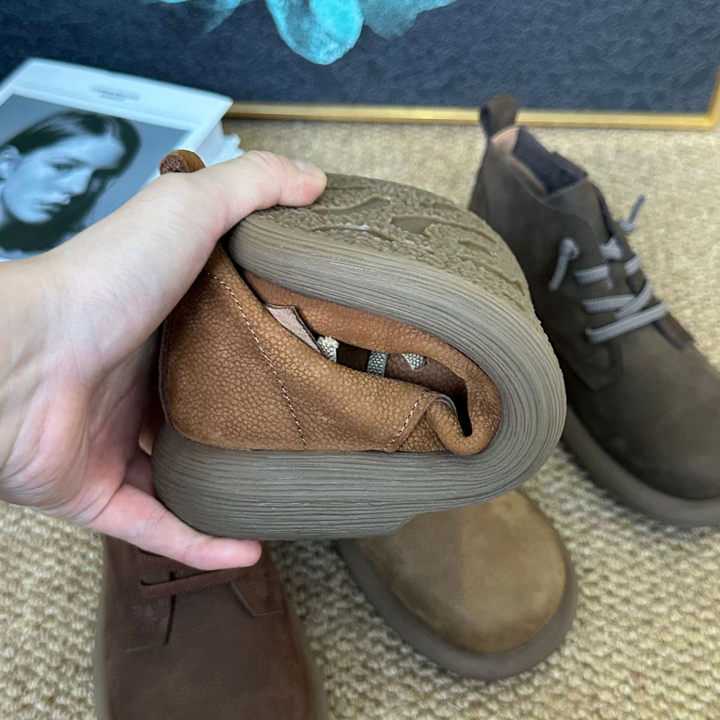 Casual Retro Top Leather Flat Sole Slip-On Ankle Boots