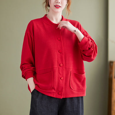 Solid Color Plus Size Long Sleeve Cardigan Versatile Casual Coat