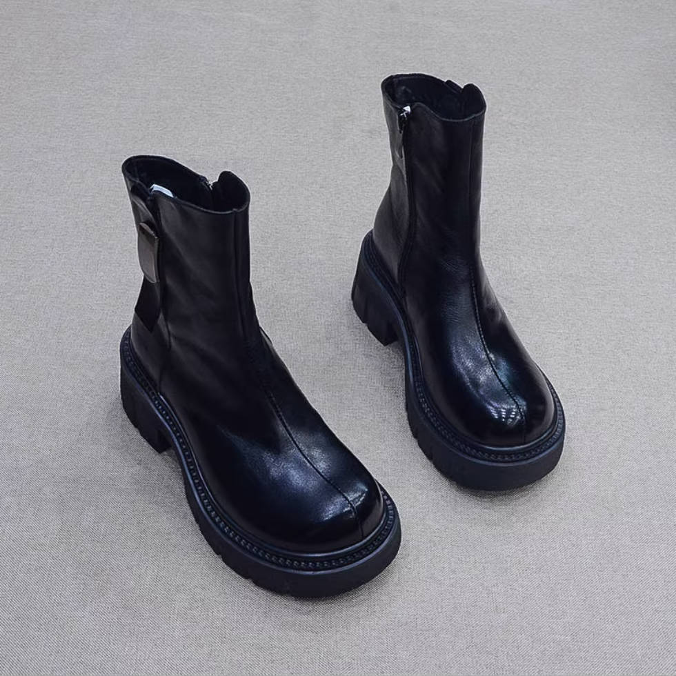 Winter Retro Leather Casual Platform Plush Warm Boots