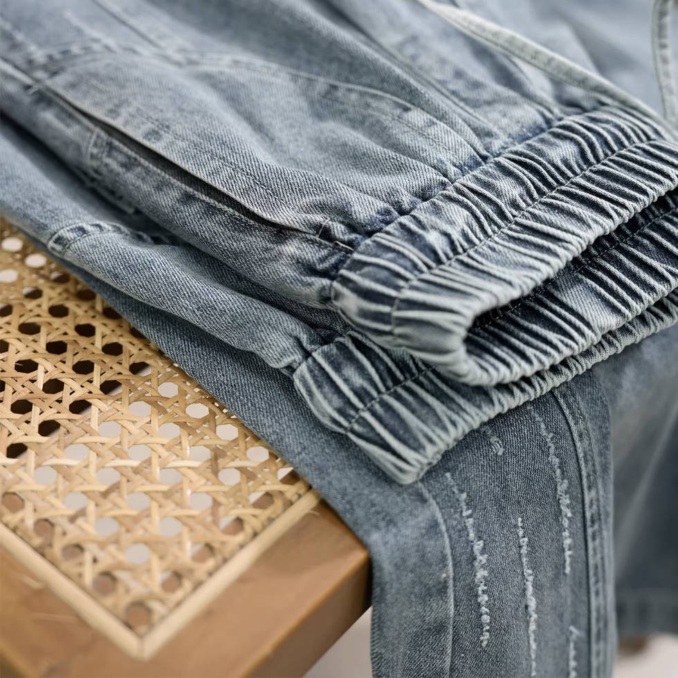 Autumn Denim Retro Casual Loose Elastic Waist Comfy Pants