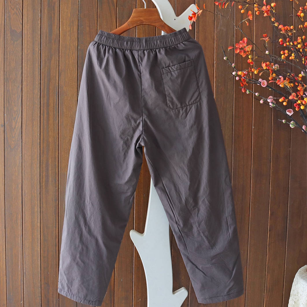 Pantalon harem chaud d'hiver en patchwork de coton et taille élastique