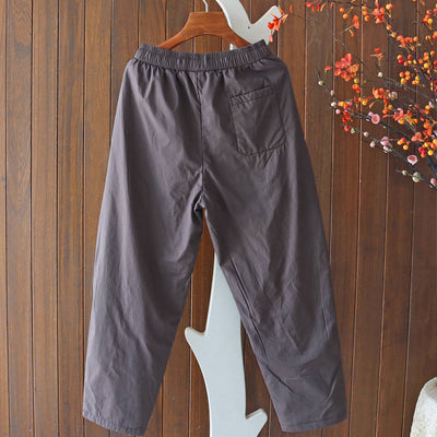 Pantalon harem chaud d'hiver en patchwork de coton et taille élastique