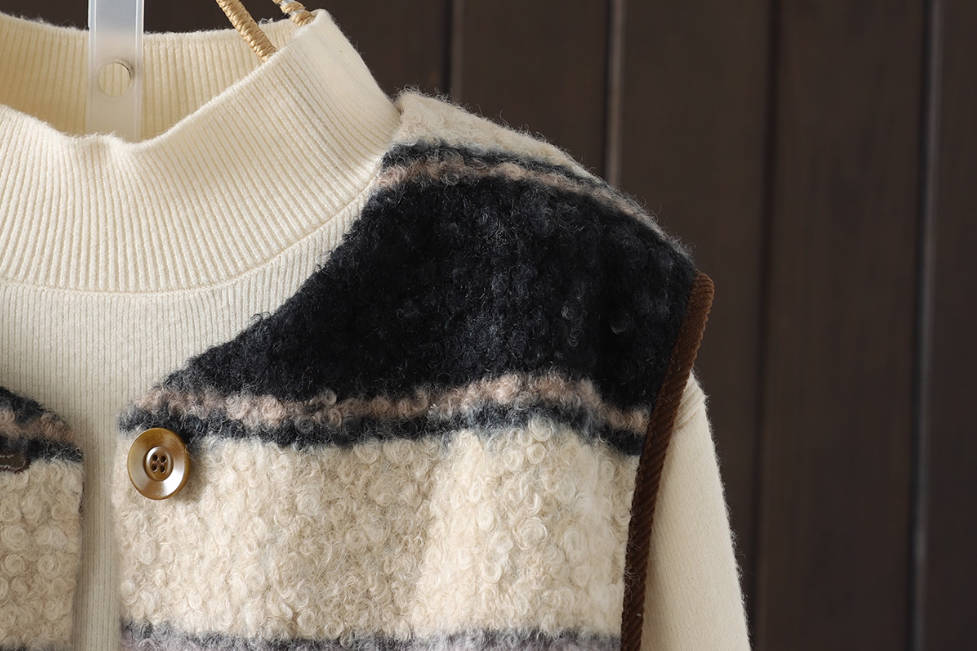 Retro Round Neck Sleeveless Patchwork Striped Vest Tops