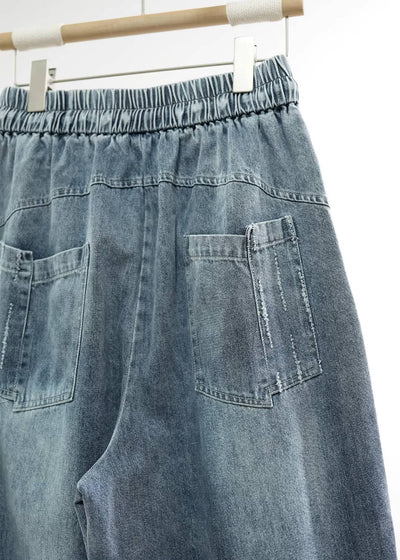Autumn Denim Retro Casual Loose Elastic Waist Comfy Pants