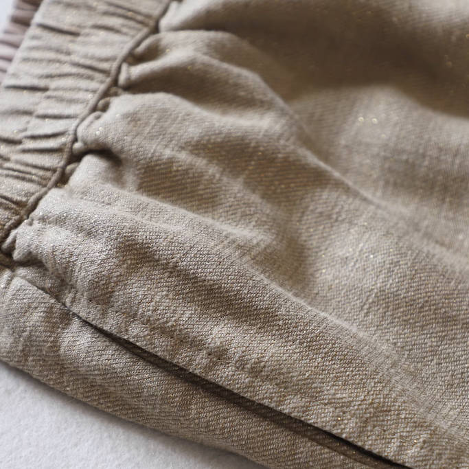 Autumn Linen Double-Layer Fabric Elastic Waist Pants