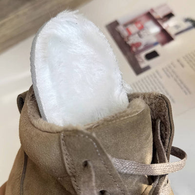 Autumn Winter Leather Sueded Round Toe Warm Lace-Up Ankle Boots