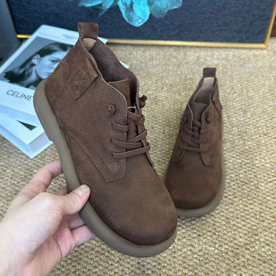 Casual Retro Top Leather Flat Sole Slip-On Ankle Boots