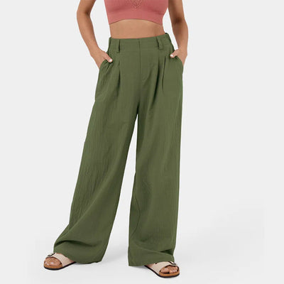 Cotton Solid Color Simple Versatile Loose Elastic High Waist Pants