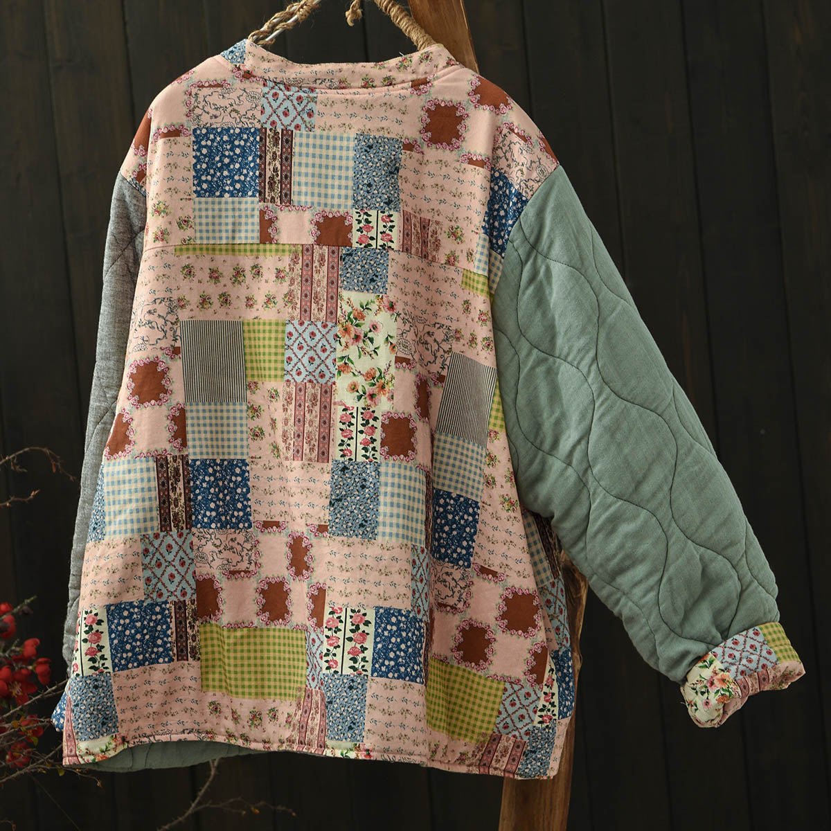 Women Winter Fashion Reversible Patchwork Quilted Cotton Jacket