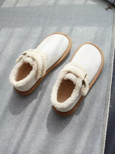 Velcro Warm Wool Flats Casual Suede Shoes for Women