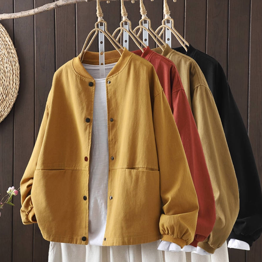 Fashionable Denim Stand Collar Plus Size Jacket Coat