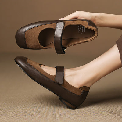 Autumn Retro Color Block Flats Patchwork Shallow Slip-On Shoes