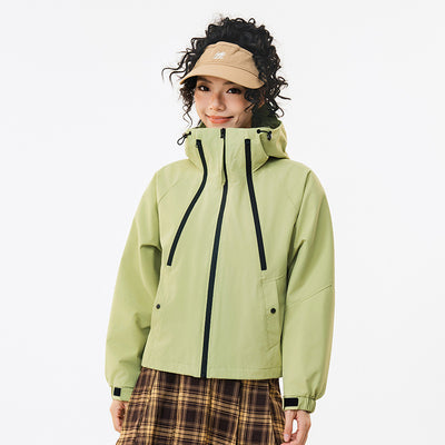 Casual Sports Outdoor Hoodies Patchwork Hardshell Short Jacket