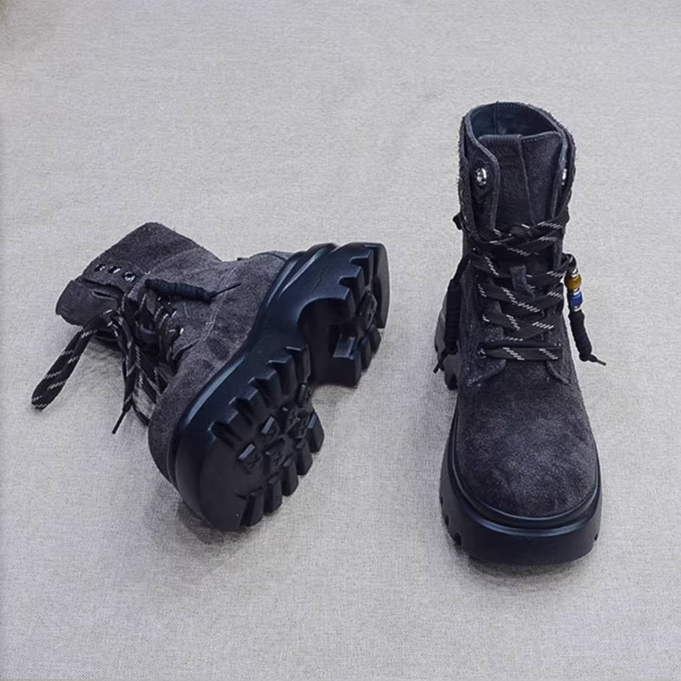 Leather Sueded Thick Sole Platform Plush Warm No-Slip Boots