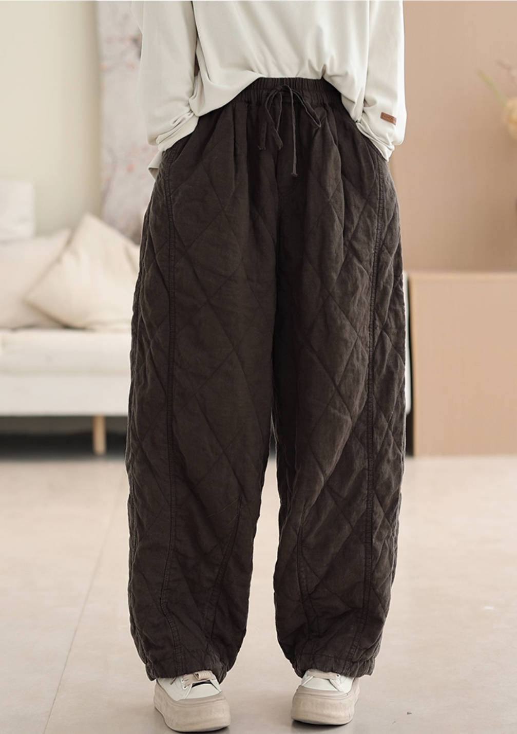 Winter Causal Warm Fashionable Plaid Cotton-In Loose Pants