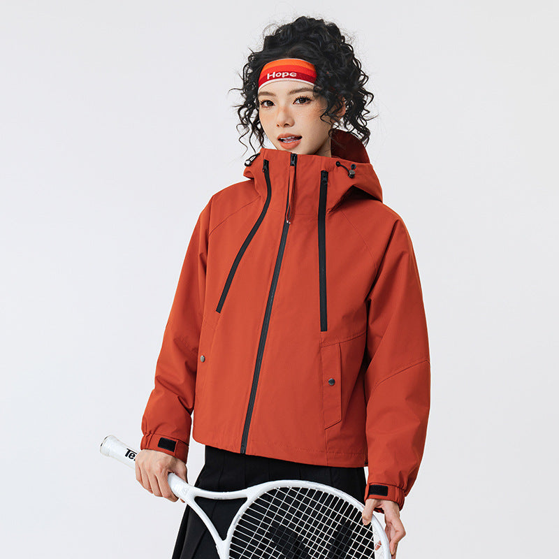 Casual Sports Outdoor Hoodies Patchwork Hardshell Short Jacket