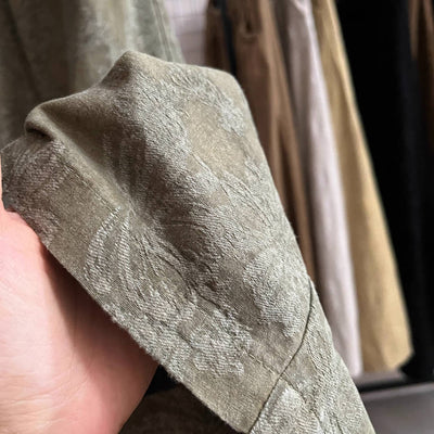 Retro Casual Cotton Loose Jacquard Lace-Up Cropped Pants