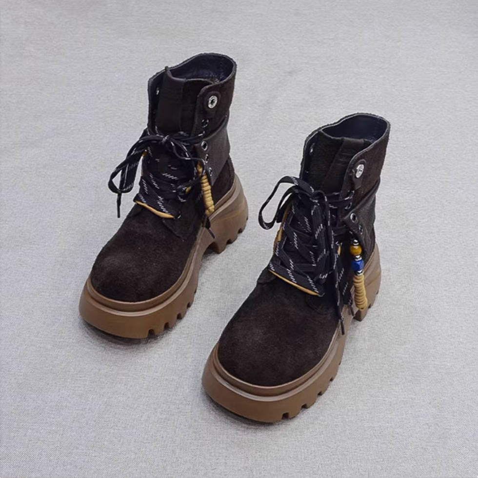 Leather Sueded Thick Sole Platform Plush Warm No-Slip Boots