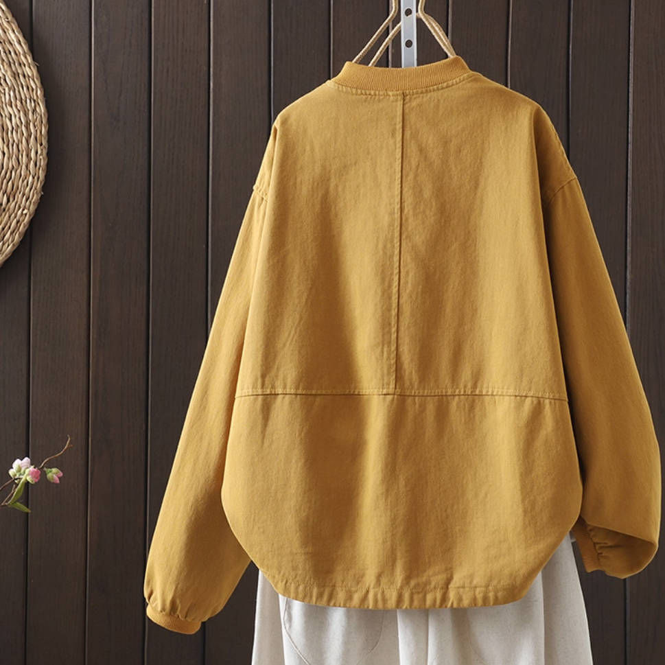 Fashionable Denim Stand Collar Plus Size Jacket Coat