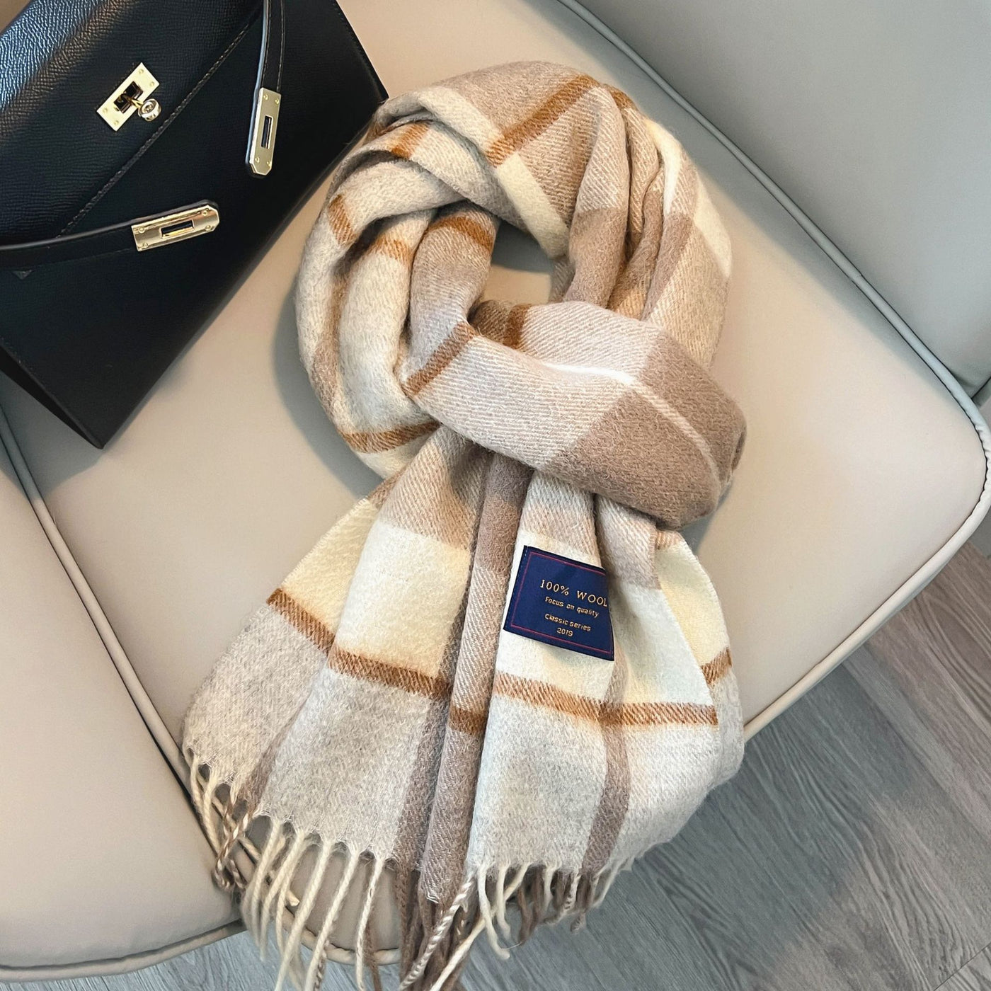 Winter Cashmere Blend Classic Plaid Warm Scarf