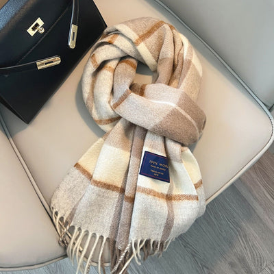 Winter Cashmere Blend Classic Plaid Warm Scarf