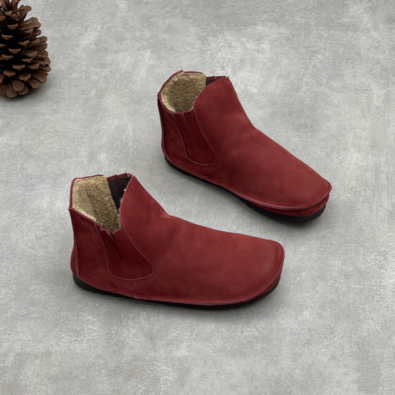 Retro Genuine Leather Casual Soft Sole Fleece-Lined Ankle Boots