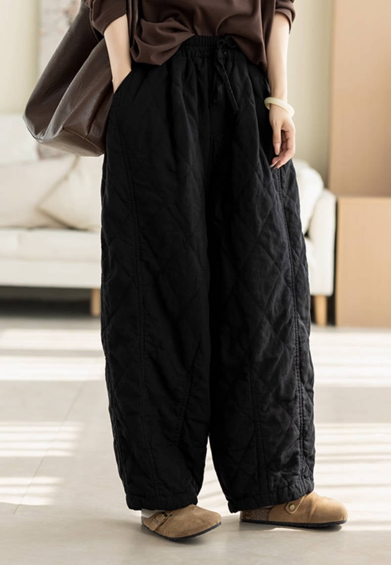 Winter Causal Warm Fashionable Plaid Cotton-In Loose Pants