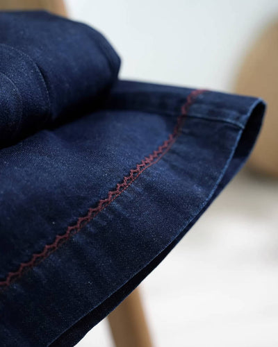 Autumn Retro Denim Blue Wide Leg Loose Casual Elastic Waist Jeans