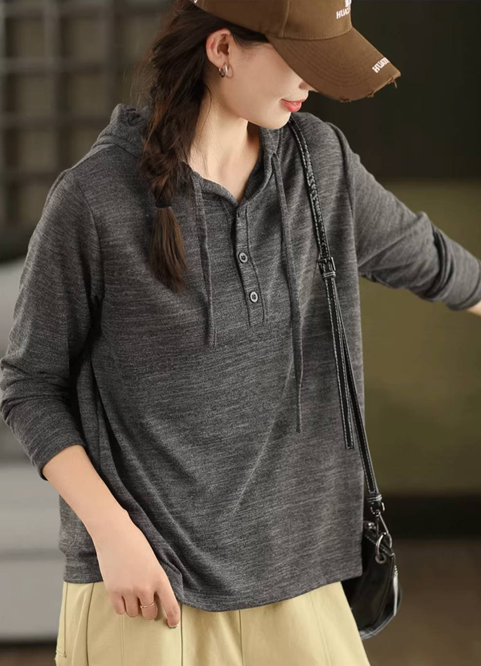 Autumn Thin Cotton Casual Loose Soft Hoodies Top