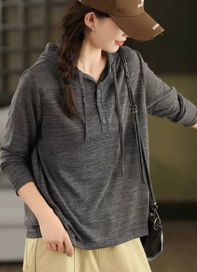 Autumn Thin Cotton Casual Loose Soft Hoodies Top
