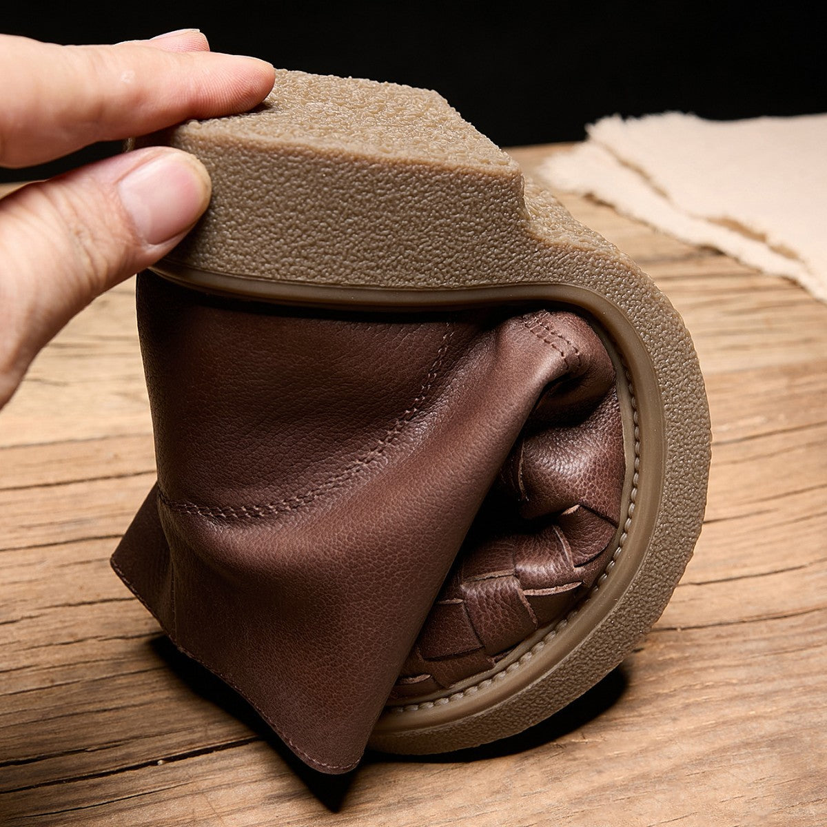 Retro Leather Woven Fashion Casual Zipper Soft Sole Ankle Boots