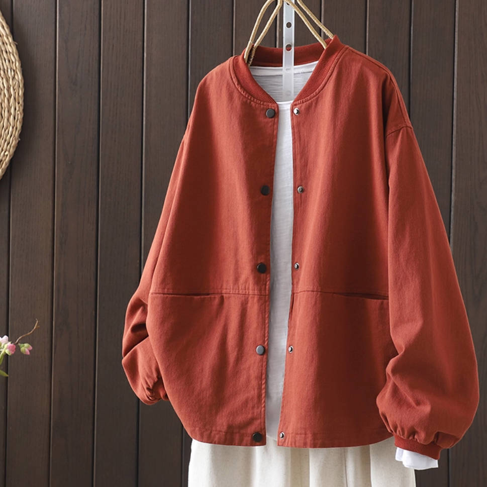 Fashionable Denim Stand Collar Plus Size Jacket Coat