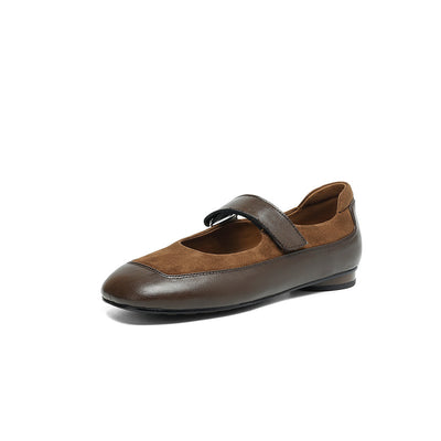 Autumn Retro Color Block Flats Patchwork Shallow Slip-On Shoes