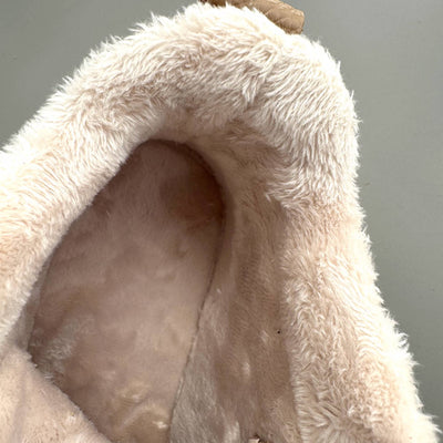 Winter Leather Warm Thick Sole Lace-Up Plush Wide Toe Ankle Boots