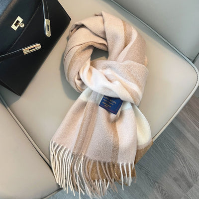 Winter Cashmere Blend Classic Plaid Warm Scarf