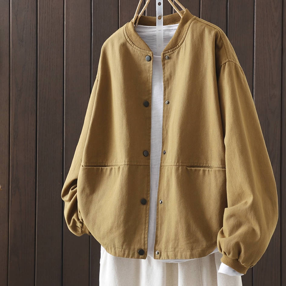 Fashionable Denim Stand Collar Plus Size Jacket Coat