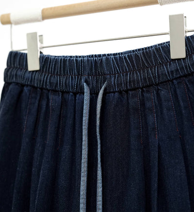 Autumn Retro Denim Blue Wide Leg Loose Casual Elastic Waist Jeans